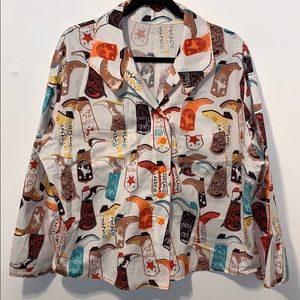 Vintage: Cowboy Boots Button down top size XL